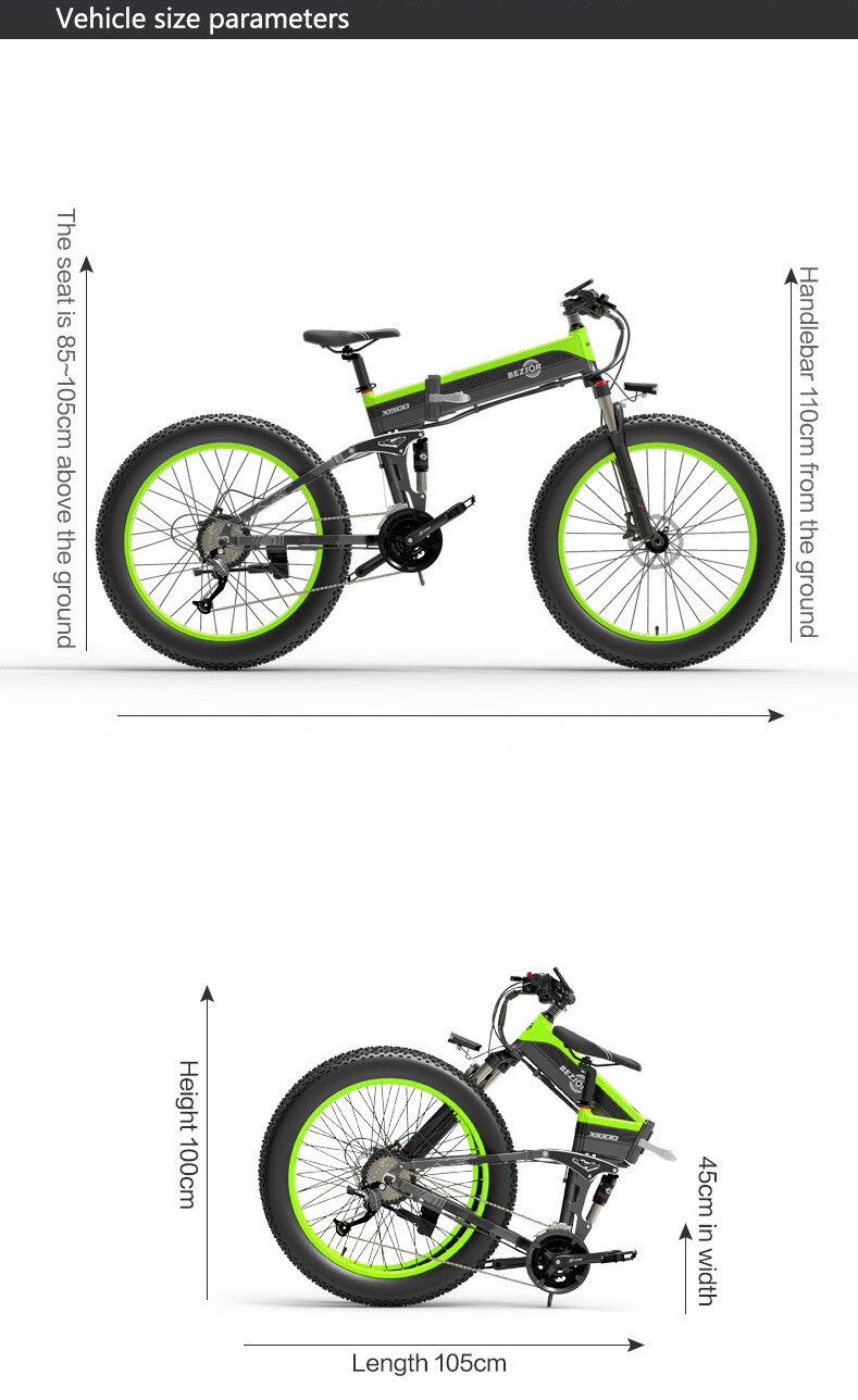 Bezior X1500 Ebike 1500W Motor 26x4.0" Fat Tire Max 100KM Range Smart