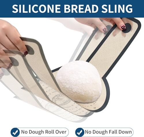 Upgraded Silicone Bread Sling For Dutch Oven - 8.6" Diameter, Non-Stick, Extra Long Handles