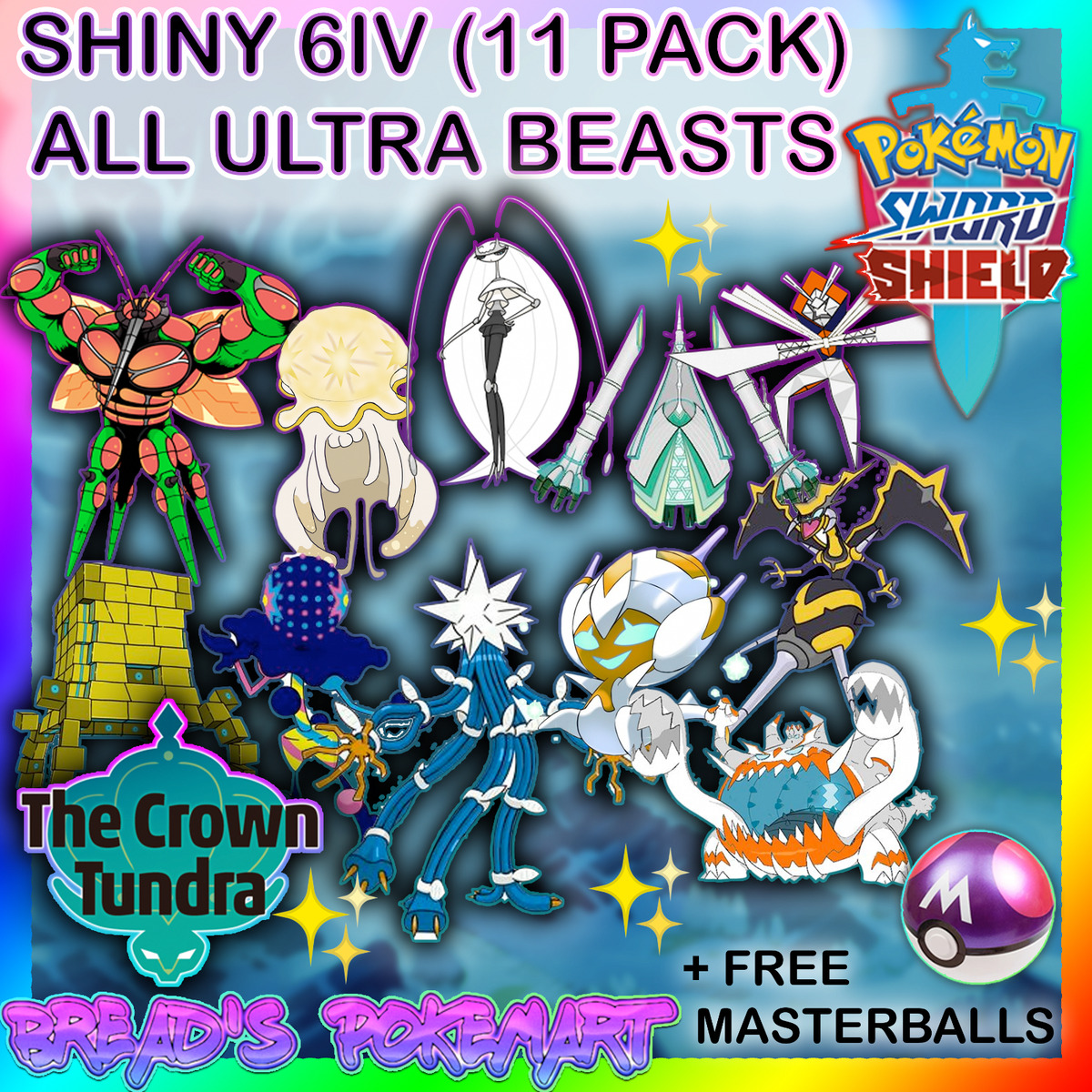 ✨Shiny 6IV Ultra Beasts ALL 11 PACK✨ Pokemon Sword and Shield 🚀Battle  Ready EVs