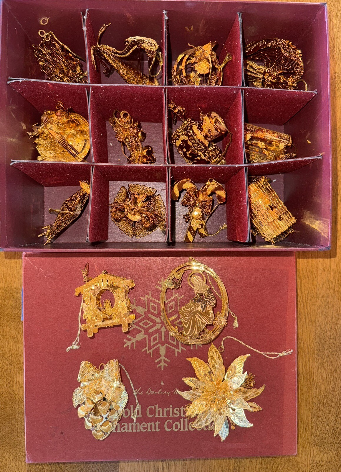 The Danbury Mint Gold Christmas Ornament Collection Mixed Set of 16