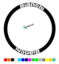 Kit 8 loghi adesivi in vinile per cerchi ruote bici strada MTB BIANCHI