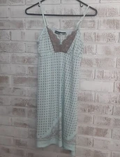 Studio by Donatella  Lace panel Nightgown sz S Seafoam Blue & Mocha