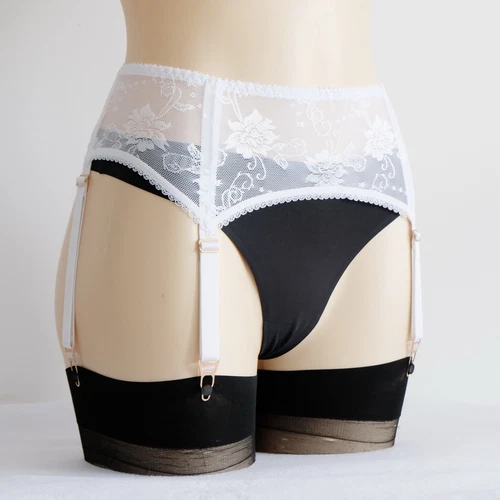 S-3XL Floral Lace Garter Belt 4 Straps Metal Clips Sexy Suspender F Thigh Highs - Picture 40 of 64