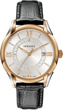 Versace VFI020013 Apollo white rose gold silver black Leather Men's Watch NEW