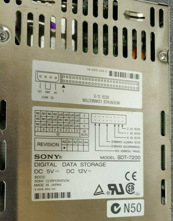 Sony SDT-7200 4GB/8GB 4MM DAT / DDS-2 3.5" Internal Tape Drive  - Image 2 of 3