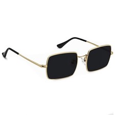 Square Cool Tendy Luxury Fashion Gold Frame Retro Black Sunglasses Men Women