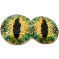 Pair Transfixing Earth Dragon Glass Eyes Jewelry Taxidermy Flatback Cabochons
