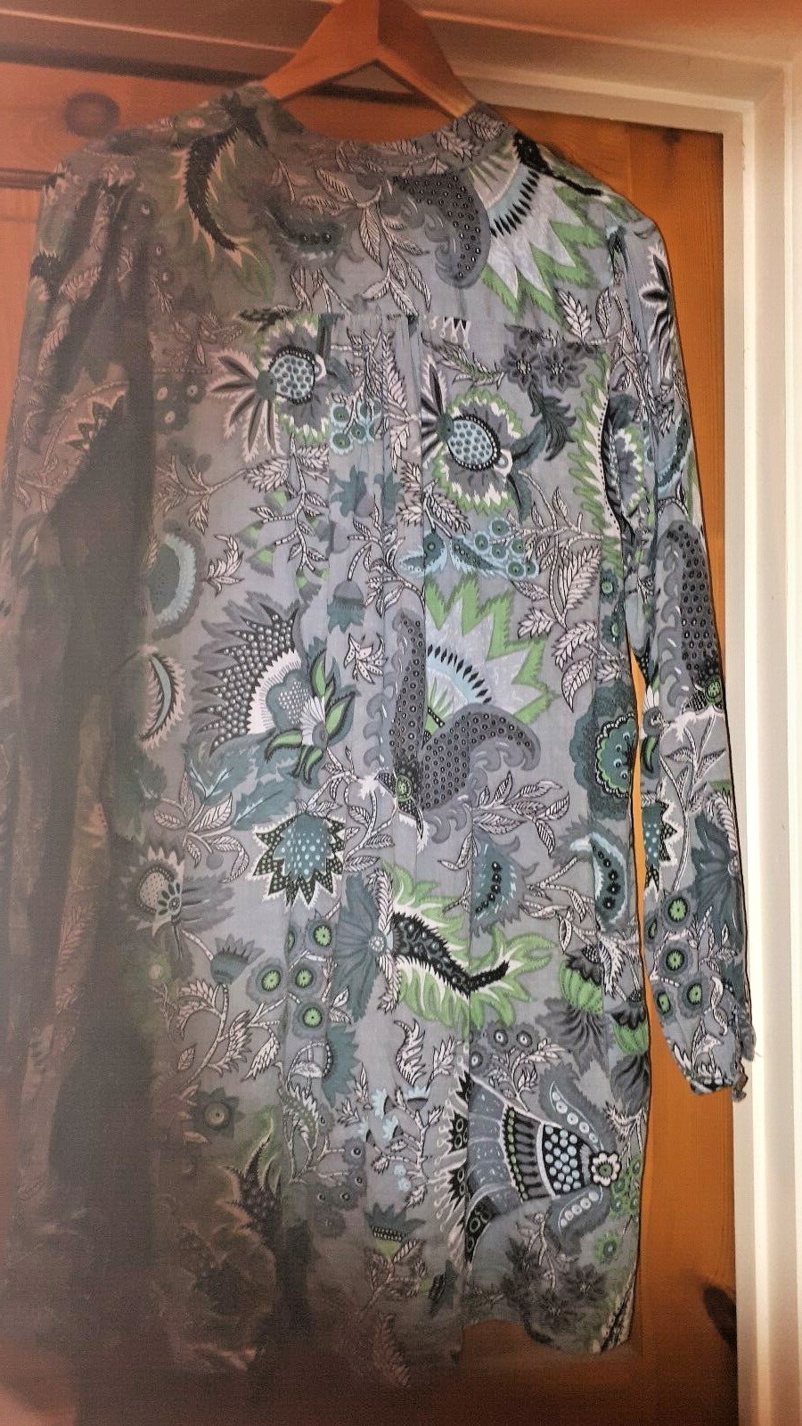 NOMADS green paisley ethnic hippie boho peasant folk gypsy pintuck blouse 14 image 3