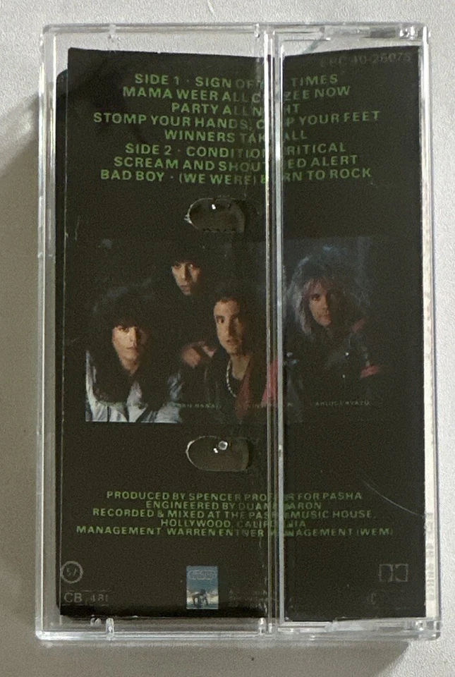 Quiet Riot Condition Critical  Epic 40-26075  UK Audio Tape Cassette Album Ex-M - Image 3 of 4