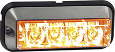 8891004 5" Amber Raised LED Strobe Warning Light, 4 Leds, 1 Flash Pattern, Alumi