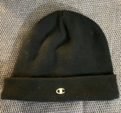 Champion Black Knit Beanie One Size Fits All 100% Acrylic Made in