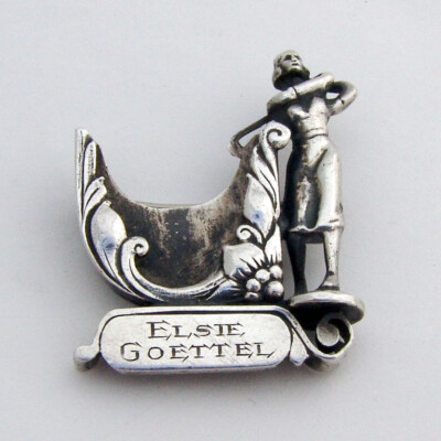 Figural Golf Ball Marker Holder Brooch Sterling Silver