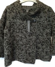  Winter Jacket.lagenlook.wool Blend.black,grey.tapestry.tahari.xl.bust 42".nwt