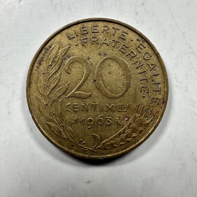 1963 FRANCE 20 CENTIMES COIN RÉPUBLIQUE FRANÇAISE