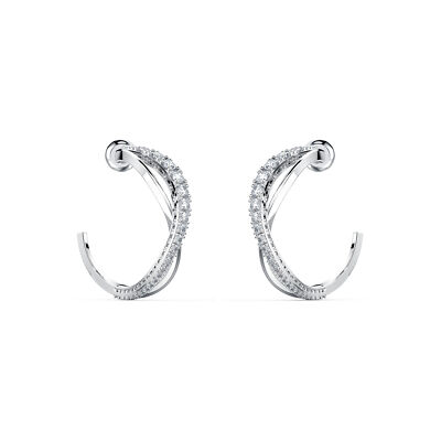 Swarovski Twist Kreolen, Weiß, Rhodiniert