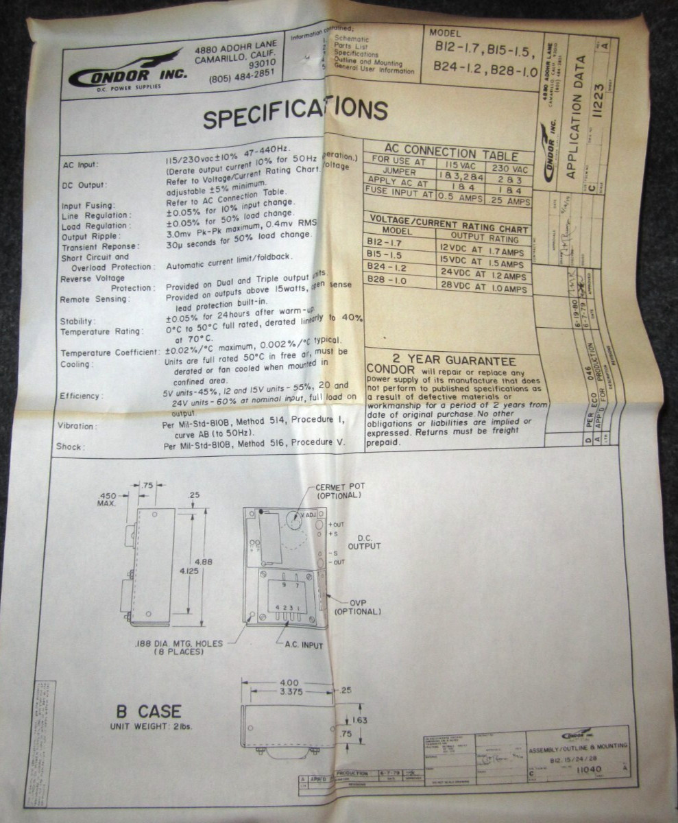 CONDOR B12-1.7-  DC POWER SUPPLY 12V@1.7A