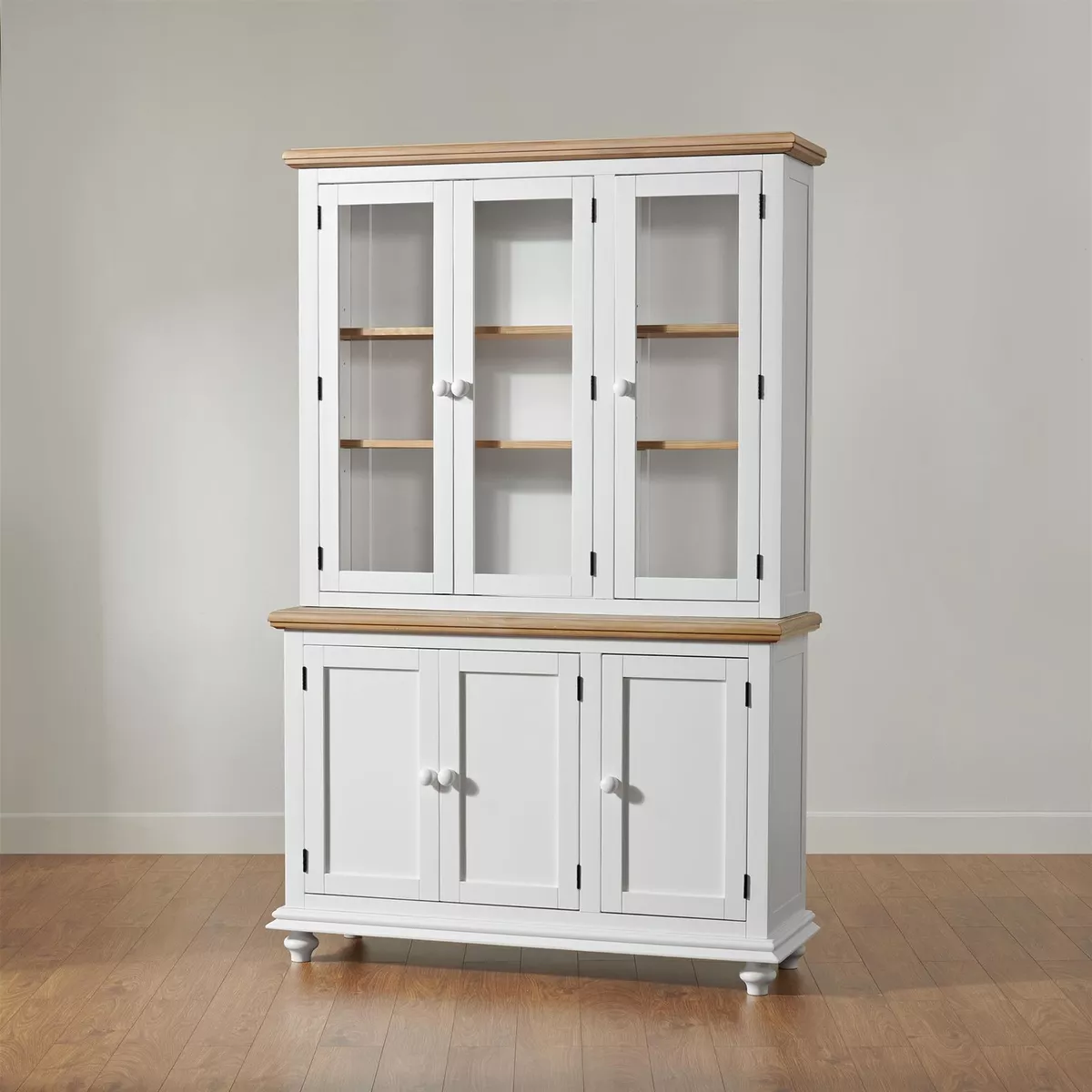 Shire White Display Cabinet 3 Glass Door Dresser Large Sideboard and Hutch