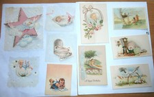 Lot 10 Wonderful Vintage Rare Greeting Cards Baby Birth Day Lovely Designs Used