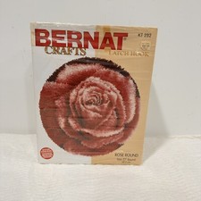 New Rose Round Rug Latch Hook Kit Bernat New 27" Vintage KT 282 Grandmacore