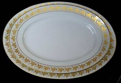2 Vintage Richard Ginori Oval white with gold Platters Plate 16