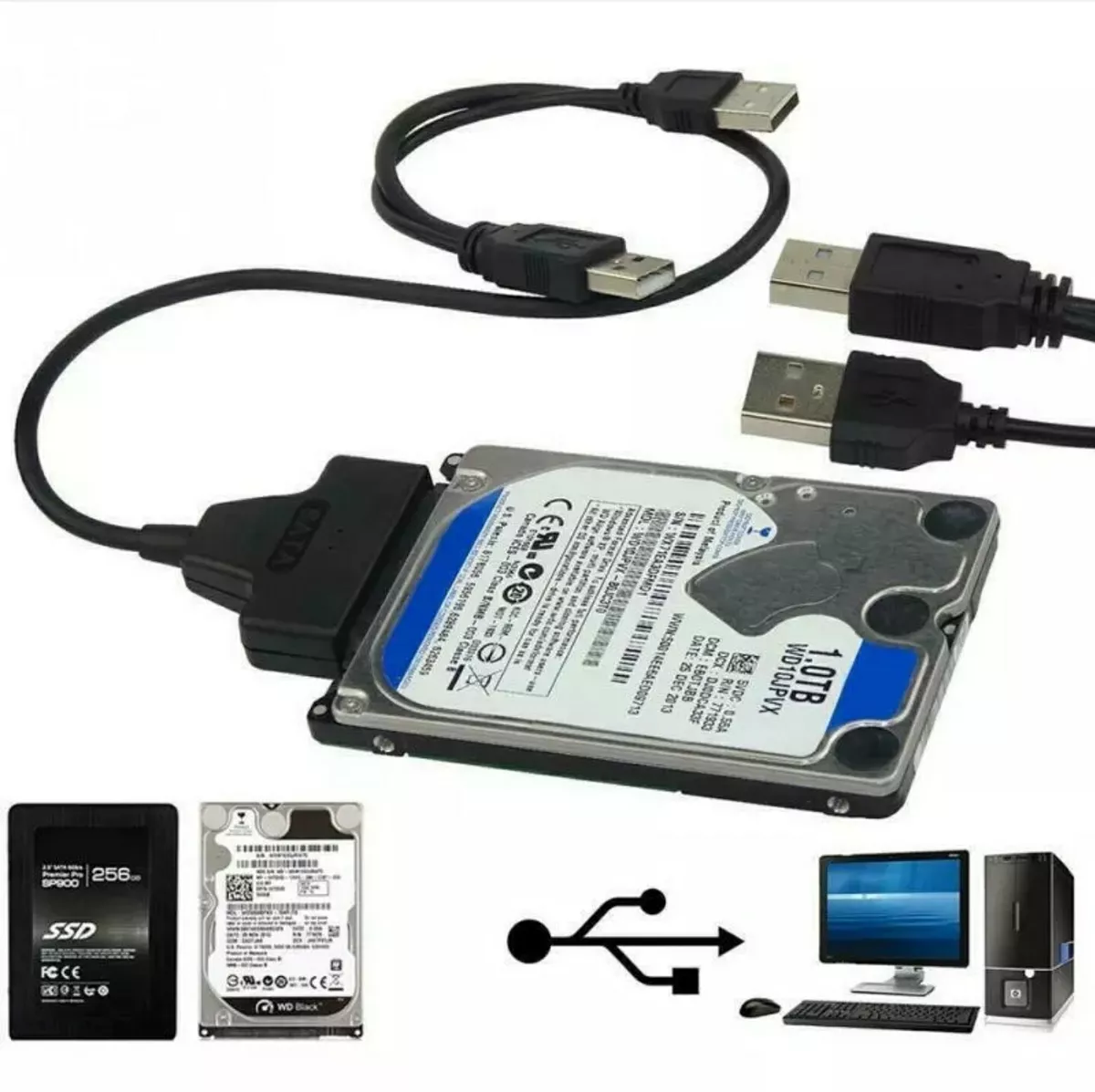 USB To Connect SATA 2.5'' Laptop Hard Disk Drive SSD HDD Adapter Cables  Line