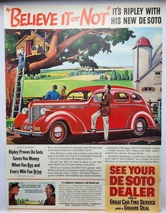 1938 Desoto Red Ripley Believe It Or Not Original Print Ad Life Magazine 30's