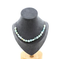 Halskette 20 Amazonit Perlen Aus Brasilien. Kette Aus Edelstahl Halskette Damen