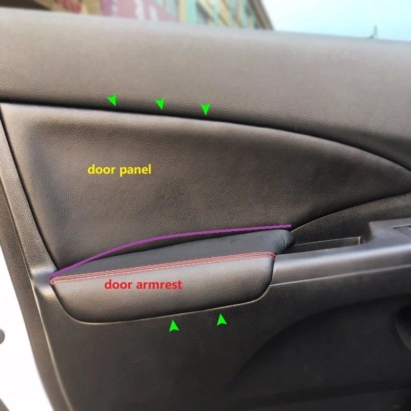 Juego de 4 reposabrazos de puerta interior de cuero negro para Honda CR-V CRV 2012-2017 Foto 3 de 4