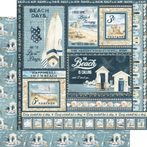 GRÁFICO 45 "LA PLAYA LLAMA" PAQUETE DE PAPEL 8X8 24 HOJAS OCEAN SCRAPJACK'S PL - Imagen 4 de 9
