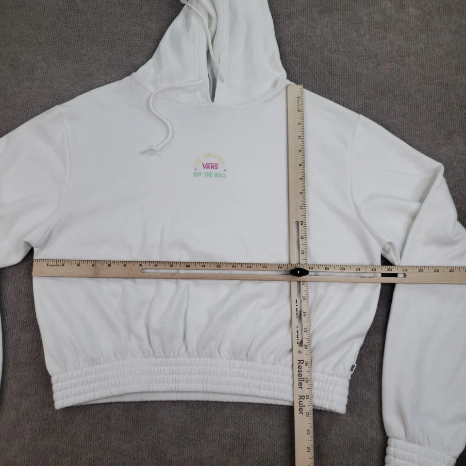 Vans Crop Top Sudadera con Capucha Mujer Grande Blanca Manga Larga Informal Con Capucha Skate Punk Foto 3 de 4