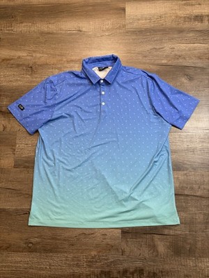 Sunday Swagger Palmera Polo Shirt Men s 2XL SS Blue Green Palm Trees A20