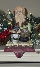 Fishing Hillbilly Santa Stocking Hanger Christmas Holiday Decor