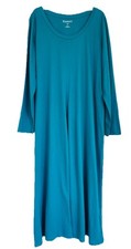 ROAMANS Aquamarine Front Slit Long Sleeved Stretch Knit Maxi Dress Sz L 18/20