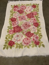 Vtg Cannon Pink Rose Floral Hand Towel 22x15 Made In USA