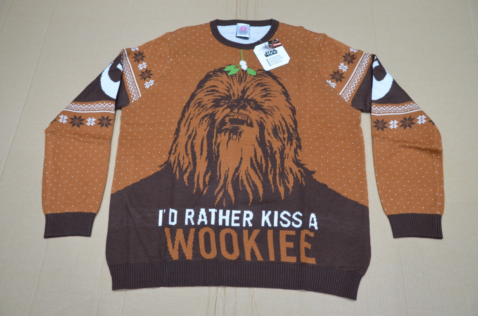 Star Wars Kiss A Wookie Chewbacca Christmas Jumper XL X-Large 45-47"" 114-119cm