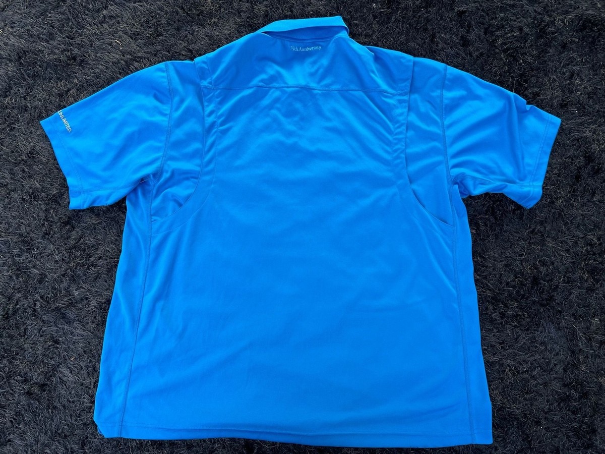 2 Ducks Unlimited 75th Anniversary Performance Polo Shirt Blue 3XL View 3