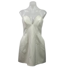 Zara White Satin Sweatheart Sleeveless Tube Mini A-Line Slip Tank Dress Size M