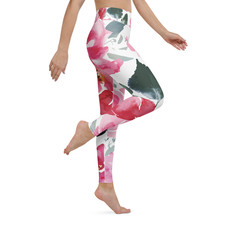 Women's Rose Dream Yoga Leggings - Colorful Patterned High-Rise Yoga Pants