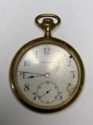 Antique Zenith 15 Jewels Gold Filled Pocket Watch, Pre-Owned, Runs (36-#102)