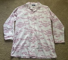 Vintage Swimwear Elisabeth Stewart white pink Fish 100 Cotton Coverup USA