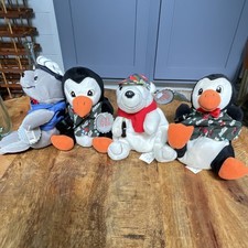 Coca-Cola 1998 Plush Bean Bag Lot Penguins Polar Bear Seal w/ Tags