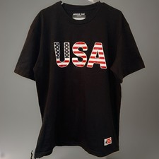 American Giant USA Flag T-Shirt Mens XL Black Made in USA Heavyweight Cotton Tee