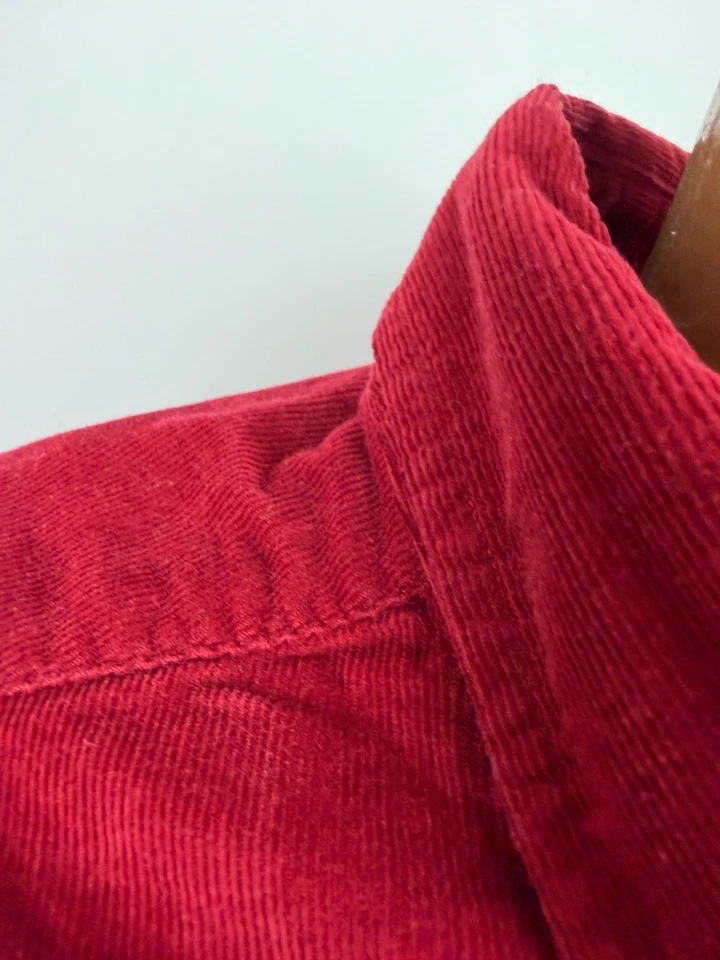 Camisa De Pana De Colección Hombres 3XL TALL Mínima Abotonada Ligera Algodón Rojo Foto 4 de 4