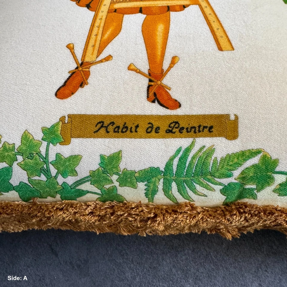 GIANNI VERSACE pillow velvet fringed Habit de Peintre print size 17” from 1997 - Image 3 of 4