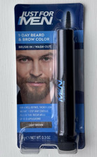 Just For Men LIGHT BROWN Brush In Wash Out Beard & Brow Color Gray Coverage