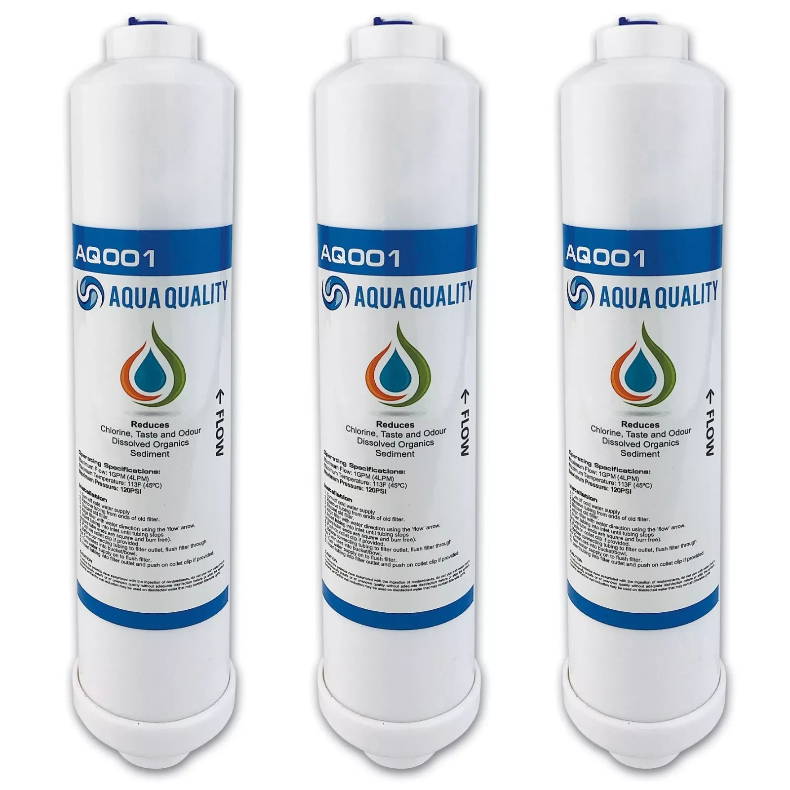 Aqua Quality Under Sink Drinking Water Filter Cartridges 3 Pack