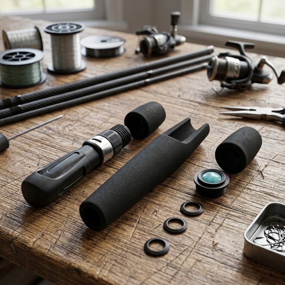Rod Components Kit EVA Handled DIY Ice Fishing Rod Repair Kit with Complete Assembly ...
