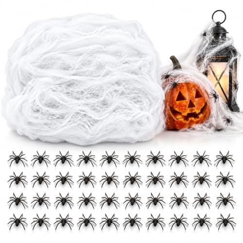 Halloween Deko Spinnennetz 100G Mit 30 Plastikspinnen, Spinnennetz Deko-image