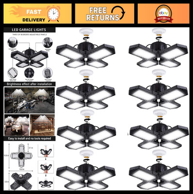 100W Deformable LED Garage Lights, 10000LM Super Bright 6000K Daylight, Adjustab