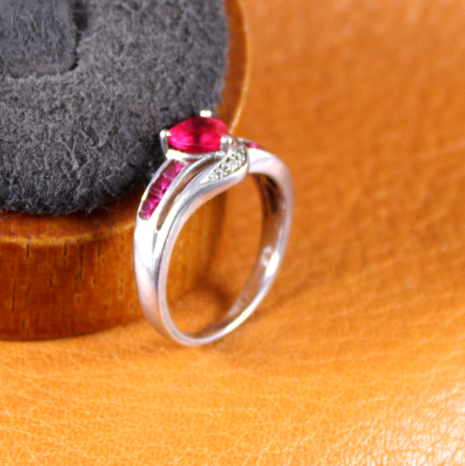 CHUCK CLEMENCY Red Ruby Heart Diamond Accent Ring… - image 4